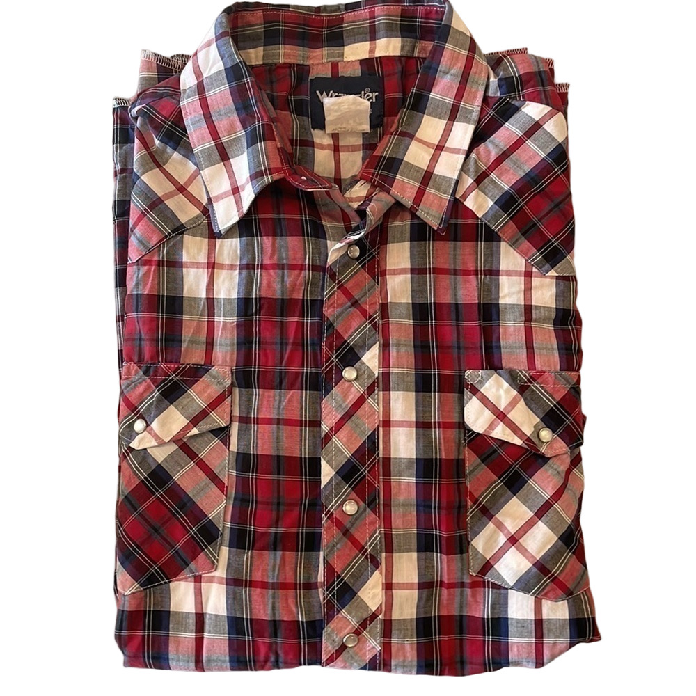 Wrangler Vintage Western Mens 3XLT Plaid Short Sleeve Shirt - Picture 4 of 4